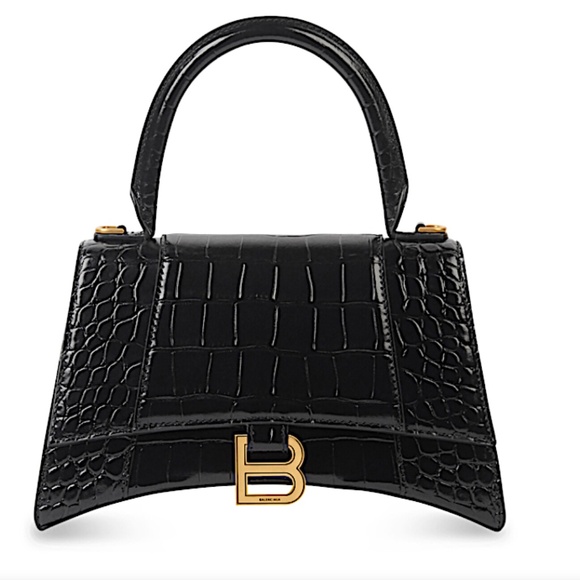 Balenciaga Hourglass Small Croc-Embossed Top-Handle Bag - Picture 1 of 14